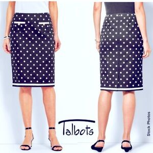 TALBOTS Blue White Polka Dot Pencil Skirt (2P)